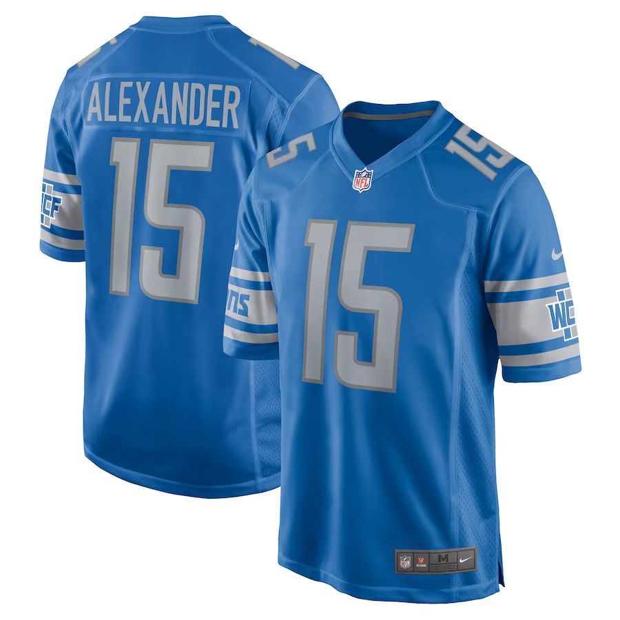 Men Detroit Lions 15 Maurice Alexander Nike Blue Player Game NFL Jersey